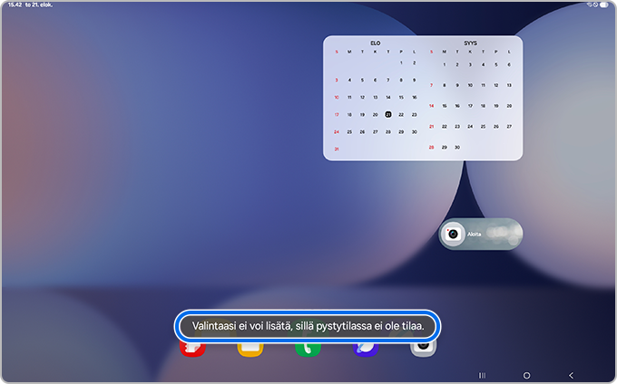 Varoitus riittämättömästä tilasta