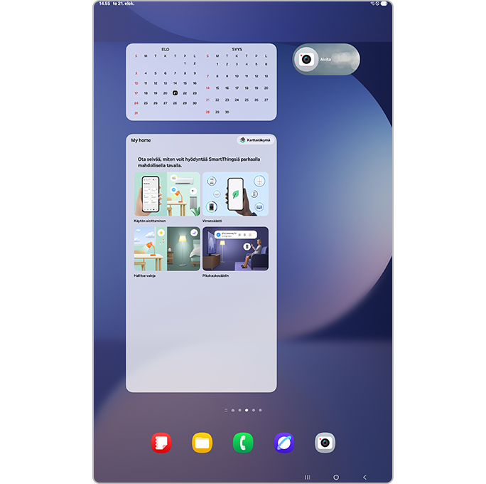 Pienoisohjelma lisätty pystytilaan
