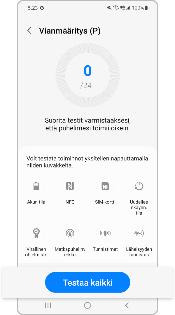 Testaa kaikki Vianmäärityksen kohteet