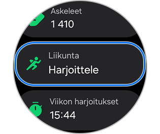 Harjoituksen valitseminen