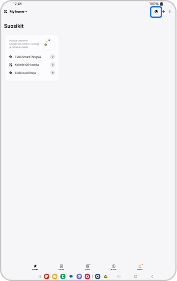 SmartThings-sovelluksen etusivulla