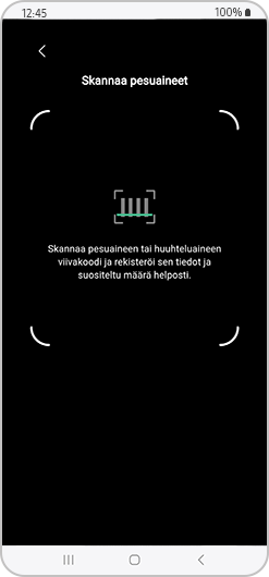 Skannaa pyykinpesu- tai huuhteluaineen viivakoodi