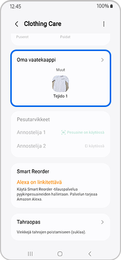 Oma vaatekaappi Clothing Care -osiossa