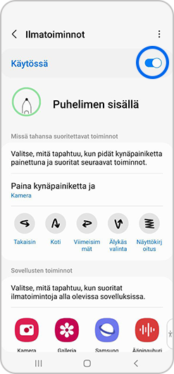 Ilmatoiminnot otettuna käyttöön