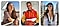 Trois photos de profil d’applications de rencontre côte à côte. La première montre une femme qui repose les bras sur une balustrade argentée. La deuxième représente un homme portant un sweat à capuche et tenant un ballon de basket-ball. La troisième est celle d’une femme portant une casquette de baseball bleue assise sur un escalier.