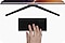 Un TV affichant Samsung Dex à l'écran, connecté à un Galaxy Note20 Ultra qui est posé en mode paysage devant le TV pendant qu'une personne s'en sert comme un touchpad.