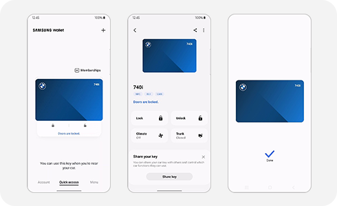 Screen interface view of a Samsung digital key added to Samsung Wallet