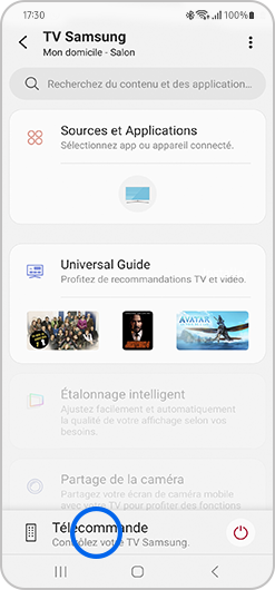 Sélection de la télécommande d’un téléviseur Samsung sur l'application SmartThings