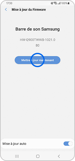 Mise à jour d''une barre de son enregistrée sur l'application SmartThings