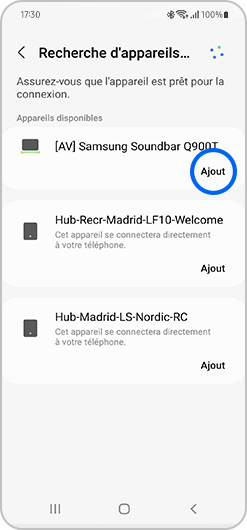 Ajout d'une barre de son Samsung sur l'application SmartThings