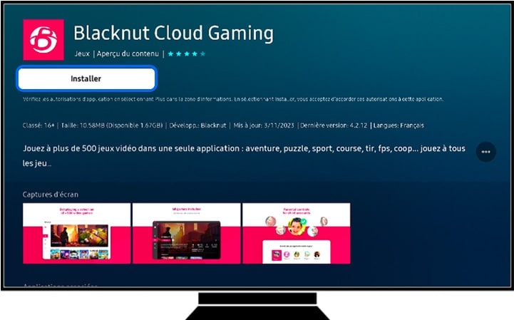 Installation de l’application Blacknut sur un téléviseur Samsung