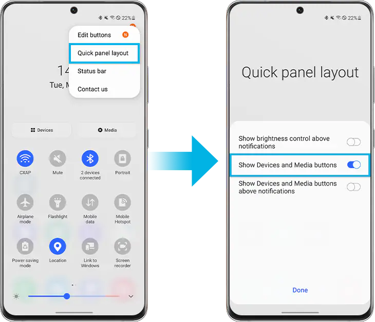 Enable media setting panel
