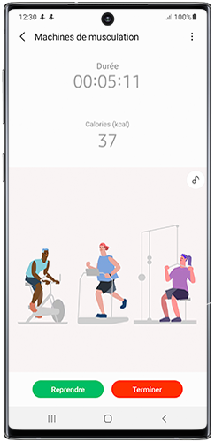 Terminer l'enregistrement de votre entraînement sur Samsung Health