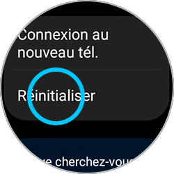 Sélection de l'option Réinitialiser d'une Galaxy Watch
