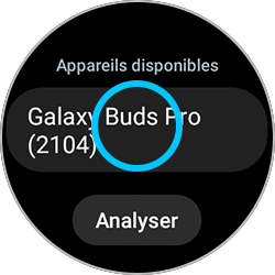 Sélection d'un appareil Bluetooth sur une Galaxy Watch
