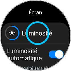 Sélection du menu Luminosité d'une Galaxy Watch