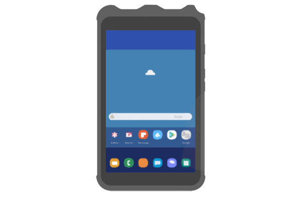 GIF montrant comment balayer l’écran de votre tablette Galaxy Tab Active2 pour faire une capture d’écran avec la tranche de votre main
