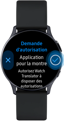 Image décrivant comment finaliser l’installation de Watch Translator sur votre Galaxy Watch2