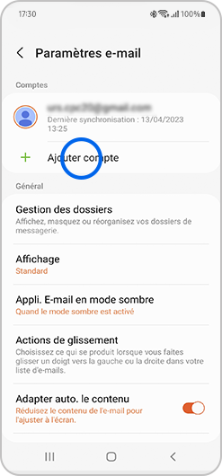 Aperçu des paramètres de l'application E-mail de Samsung