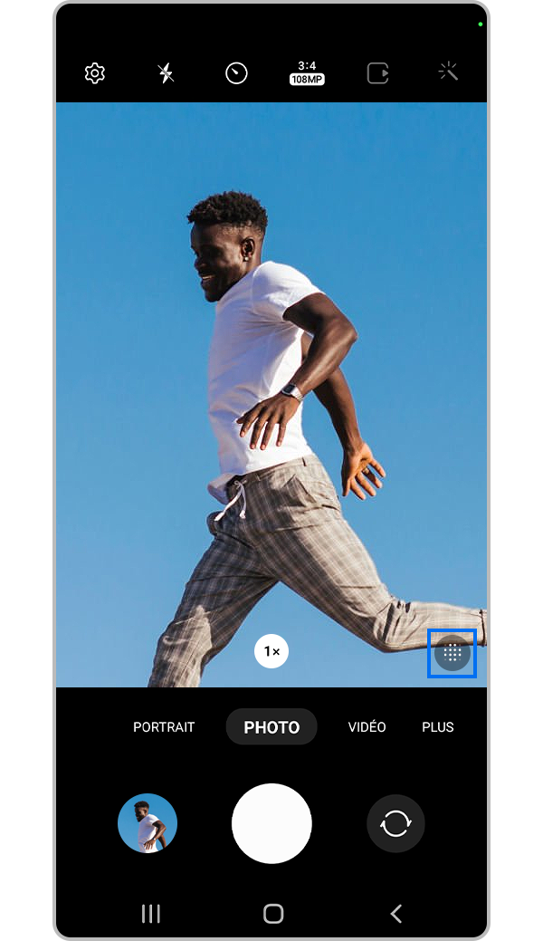 galaxy s22 ultra appareil photo cliquer sur l’icône de point pour l’optimiseur de détails