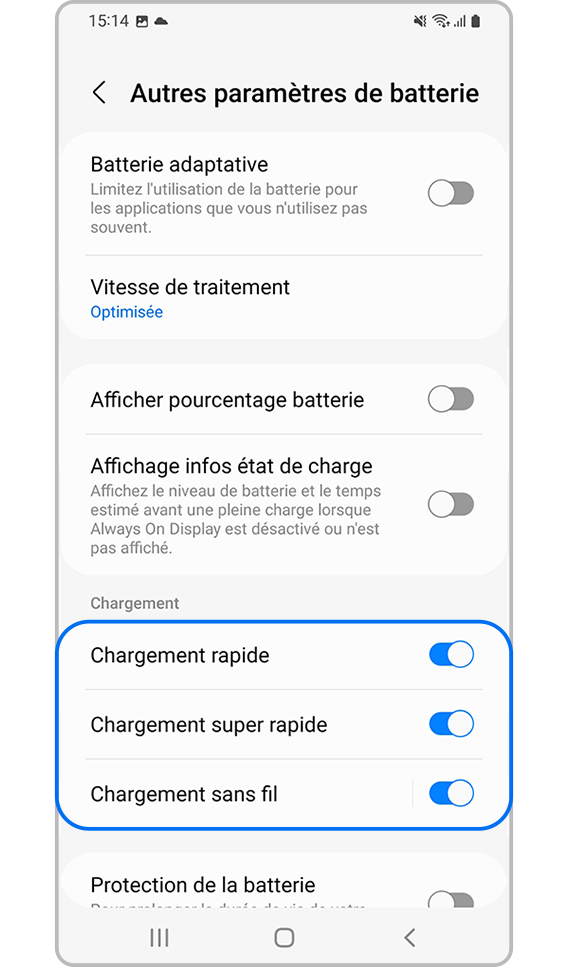 activer le chargement rapide étape 4