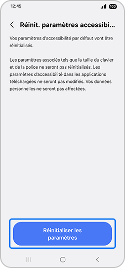 Écran d’accueil du menu de réinitialisation des paramètres du réseau mobile d’un Samsung Galaxy