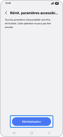 Écran d’accueil du menu de réinitialisation des paramètres du réseau mobile d’un Samsung Galaxy
