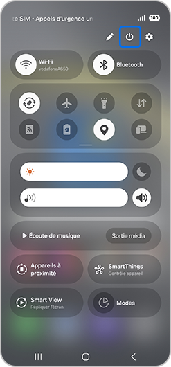 Volet des raccourcis d’un Samsung Galaxy