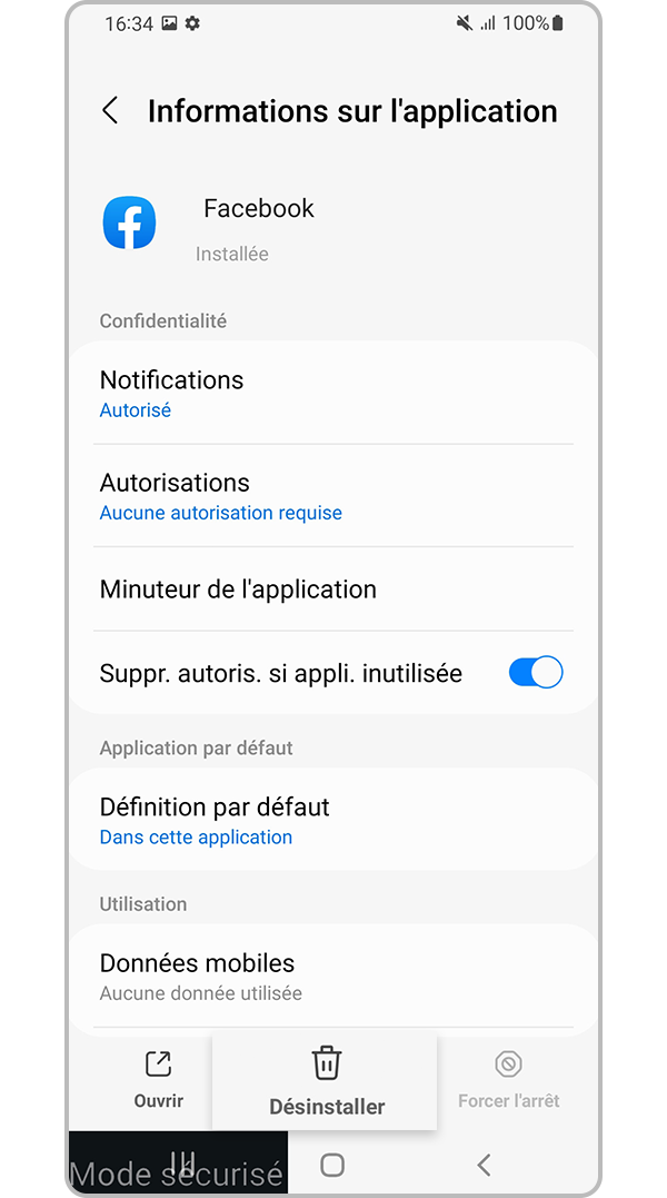 Désinstallez l’application