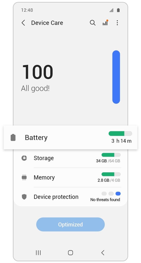 Appuyer sur Batterie