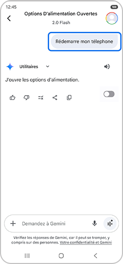 Passer une commande à Gemini pour redémarrer le smartphone