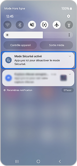 Notification du Mode sécurisé en surbrillance