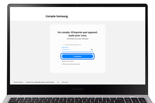 Appuyer sur Connexion