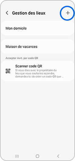 Sélection de Plus d’options dans le menu Gestion des lieux de l'application SmartThings