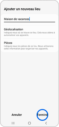 Ajout d'un nouveau lieu à l'application SmartThings