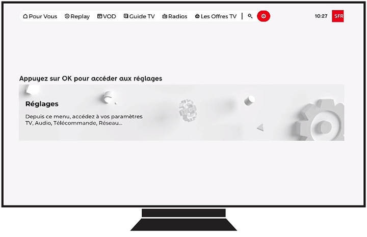 page parametres SFR TV app
