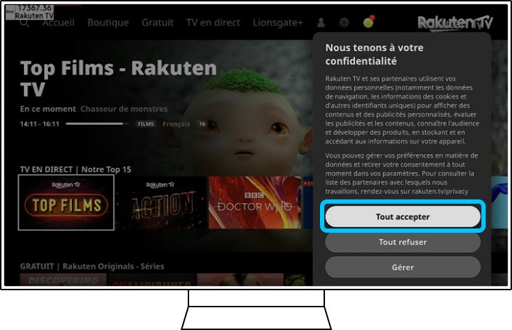 Aperçu de la politique de confidentialité de Rakuten TV