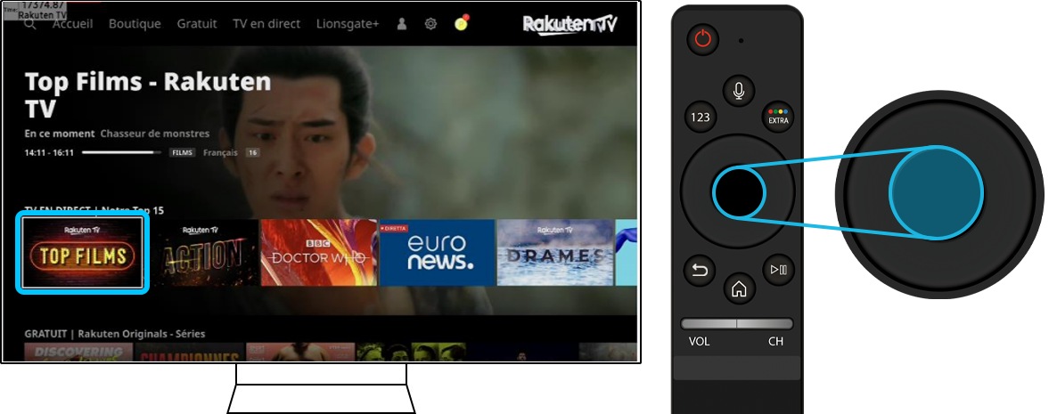 Aperçu de la page d'accueil de Rakuten TV