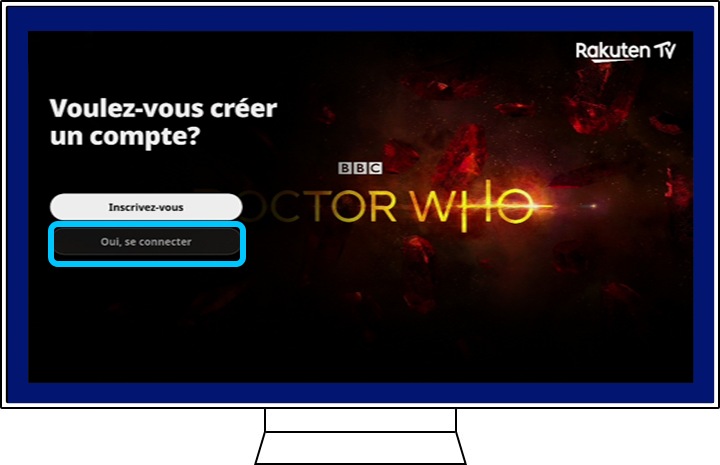 Aperçu de la création d'un compte Rakuten TV sur un téléviseur Samsung