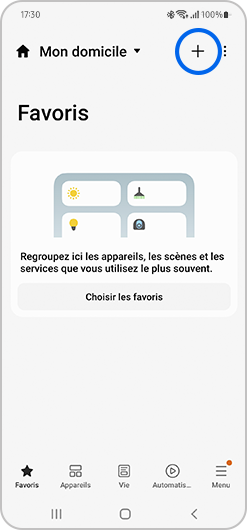 Ajout d'un appareil sur l'application SmartThings