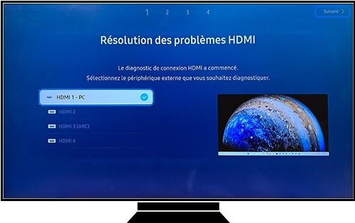 Option de dépannage du câble HDMI pour le Diagnostic automatique