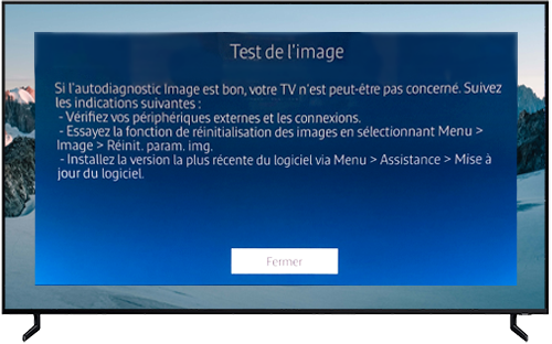 Appuyer sur Fermer une fois le test de l'image réalisé.