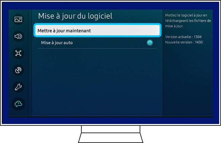 Mise à jour du logiciel d'un téléviseur Samsung
