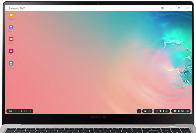 Le mode Samsung DeX est visible sur un ordinateur portable Samsung