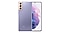 Deux smartphones de la série Galaxy S21 sont présentés côte à côte, l'un révélant le dos en Phantom Violet et l'autre affichant son écran d'accueil.