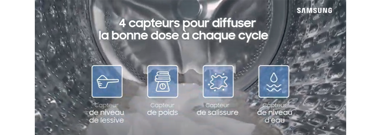 Lave-linge ecobubble™ - 4 capteurs intelligents pour cesser le surdosage