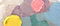 Vemos los colores amarillo, rosa, lavanda, verde azulado y azul cielo pintados en un lienzo.