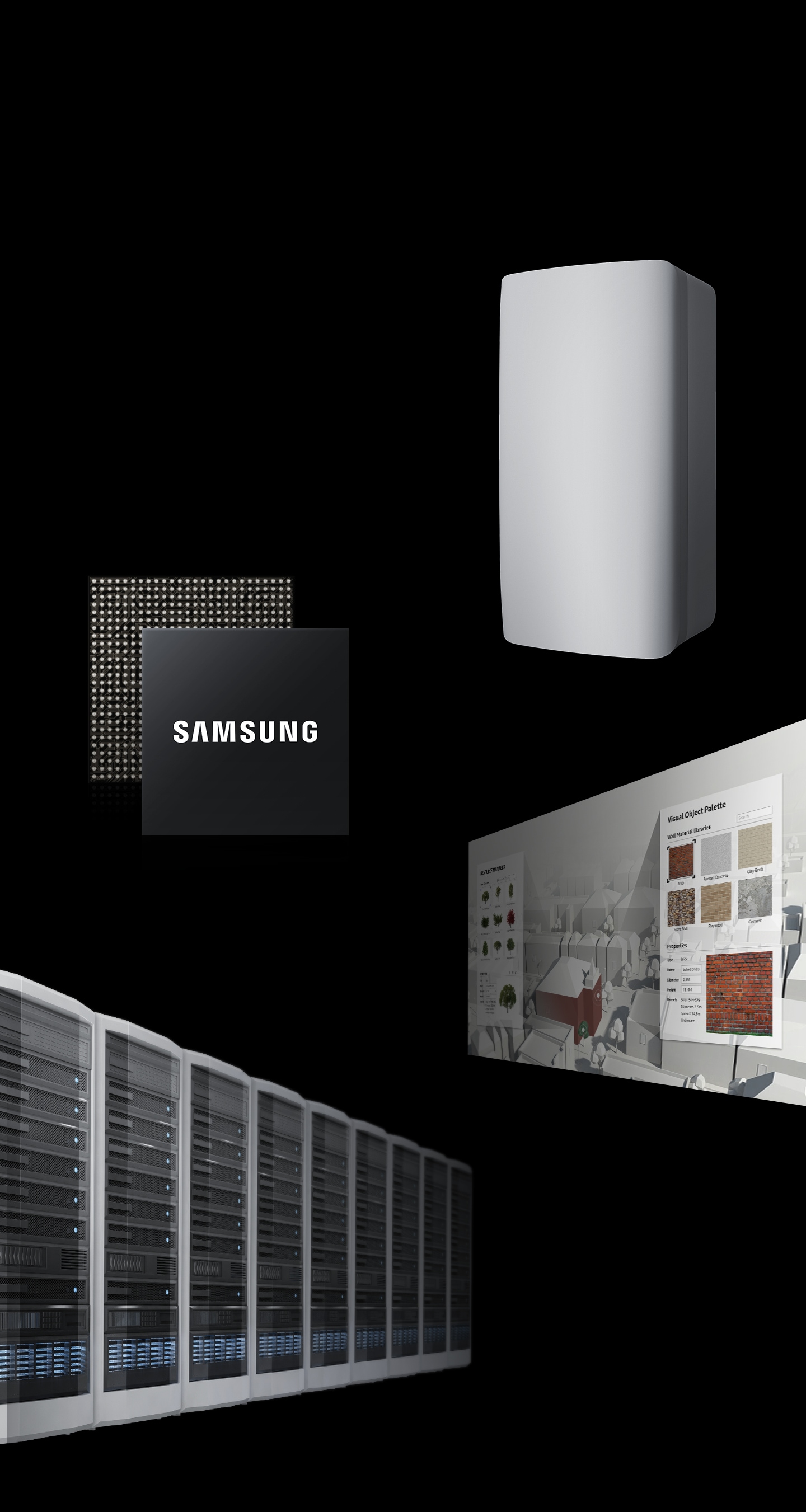 An illustrative image demonstrates Samsung Networks' end-to-end 5G network portfolio, including chipsets, devices, radio and core equipment, as well as professional services based on AI.