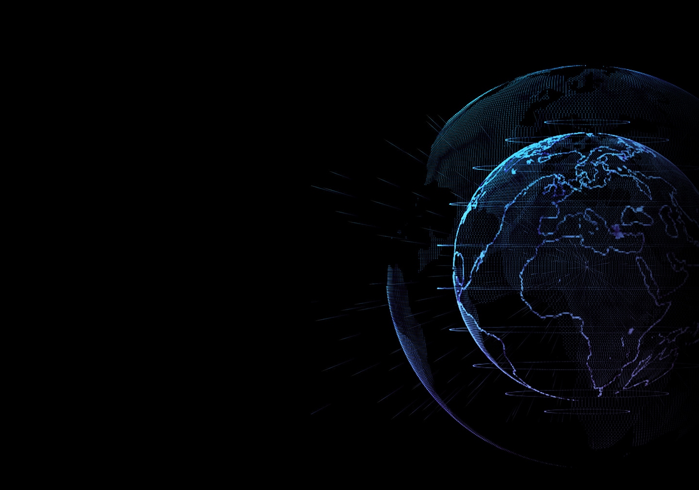 An illustrative image of a globe formed by particles.