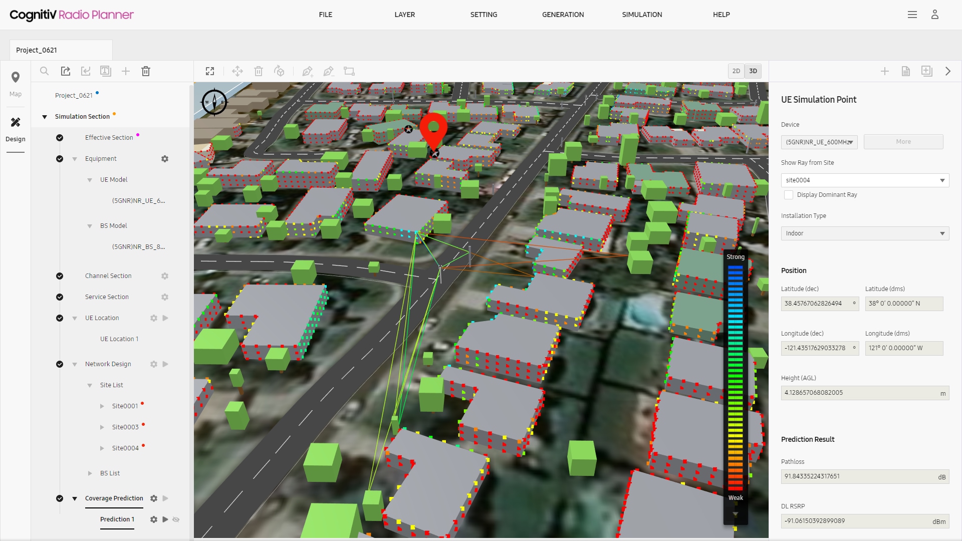 A captured image from Samsung's Radio Planner during operation.